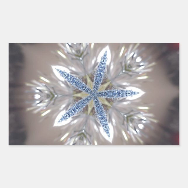 Elegante Weihnachts-Star Shiny Blue White Rechteckiger Aufkleber (Vorderseite)
