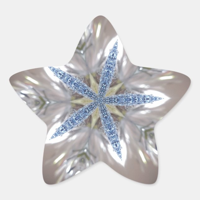 Elegante Weihnachts-Star Shiny Blue White Stern-Aufkleber (Vorderseite)