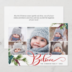 Elegante Weihnachts-Stechpalme-Pine 5-Foto-Feierta Feiertagskarte