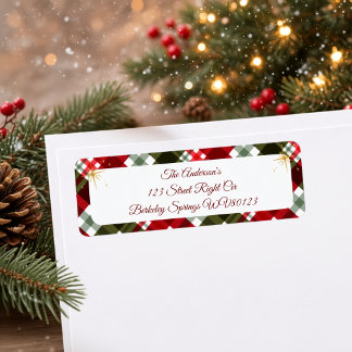 Elegante Weihnachts-Tartan-Karo-Rücksendeadresse
