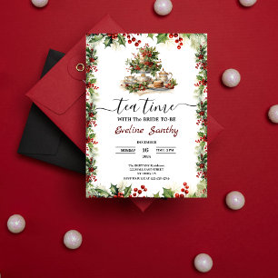 Elegante Weihnachts-Teeparty Florale Brautparty Einladung