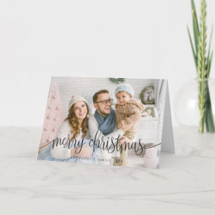 Elegante Weihnachts-Text-Foto-Grußkarte   Schwarz Feiertagskarte