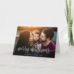 Elegante Weihnachts-Text-Foto-Grußkarte Weiß Feiertagskarte
