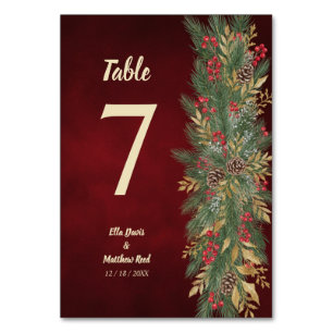 Elegante Weihnachts-Tischnummer für die Hochzeit m Tischnummer