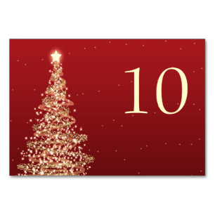 Elegante Weihnachts-Tischnummer Red Gold Tischnummer
