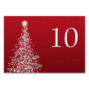 Elegante Weihnachts-Tischnummer Red Silver Tischnummer