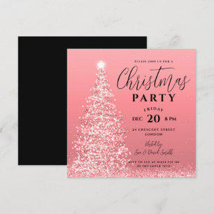 Elegante Weihnachts-Tree Party Rose Einladung