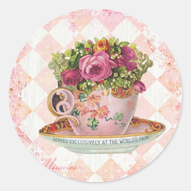 Elegante Weihnachts-Vintage Aufkleber (Vorderseite)