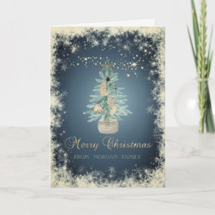 Elegante Weihnachts-Wasserfarbe Tannenbaum, Schnee Feiertagskarte