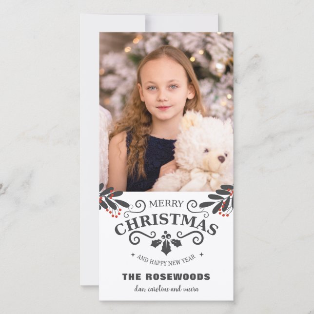 Elegante Weihnachts-Weihnachtsfoto-Karte Feiertagskarte (Vorderseite)