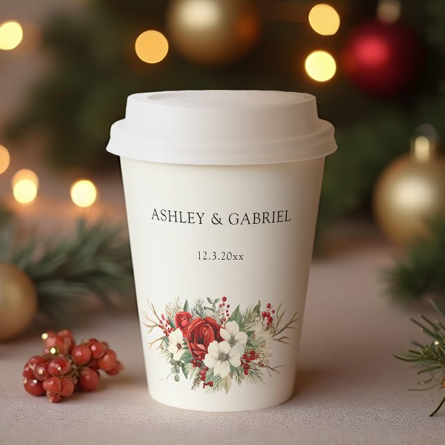 Elegante Weihnachts-Winterblumen Pappbecher (Von Creator hochgeladen)