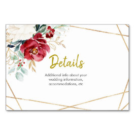 Elegante Weihnachts-WinterWedding Details Card Tischnummer
