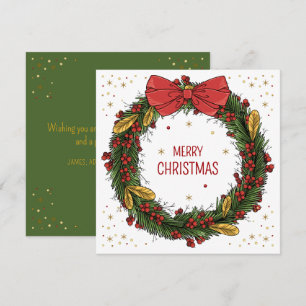 Elegante Weihnachts-Wreath-Platz-Grußkarte Karte