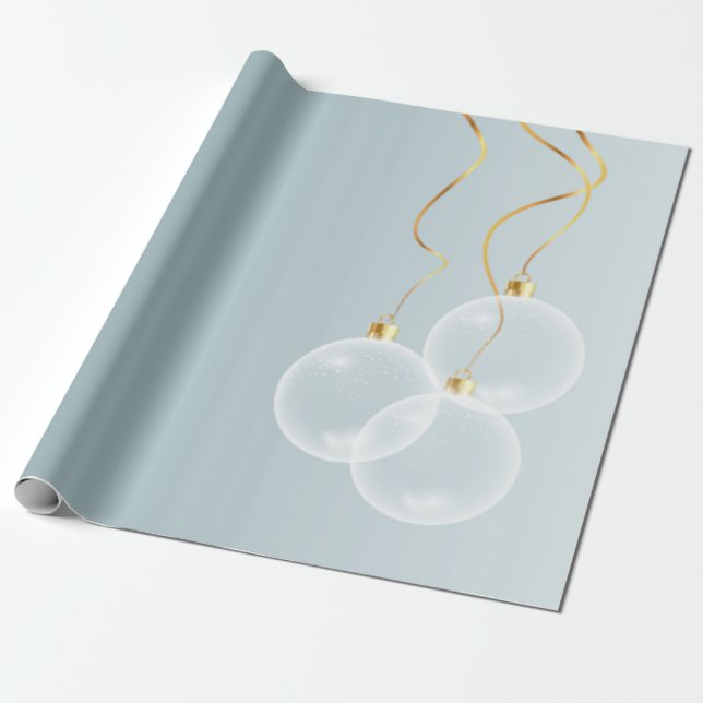 Elegante Weihnachtsbällchen Blue Holiday Geschenkpapier (Ungerollt)