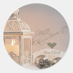 Elegante Weihnachtsbälle, Lantern Runder Aufkleber