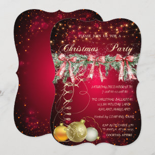 Elegante Weihnachtsbälle, Schleifen Firmenparty Einladung