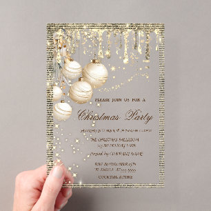 Elegante Weihnachtsbälle Tropfen Gold Weihnachten  Acryleinladungen