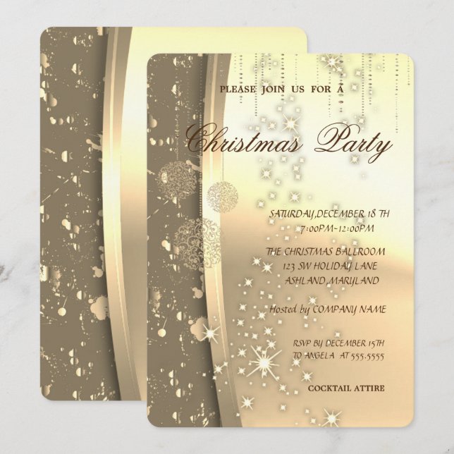 Elegante Weihnachtsbälle, Weihnachts-Party Einladung (Vorne/Hinten)