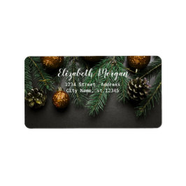 Elegante Weihnachtsbälle, Zweigstelle Pine Tree Adressaufkleber