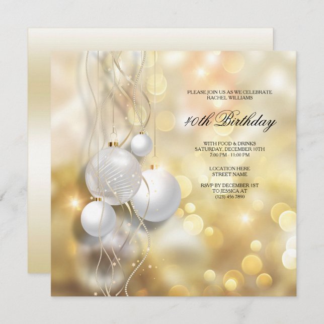 Elegante Weihnachtsbaubles Weihnachtsfeier Einladung (Vorne/Hinten)