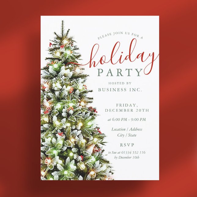 Elegante Weihnachtsbaum Corporate Holiday Party Einladung (Elegant Christmas Tree Corporate Holiday Party Invitation)