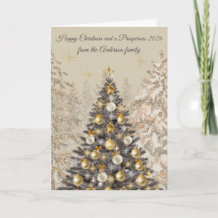 Elegante Weihnachtsbaum-Grußkarte – Familie Karte