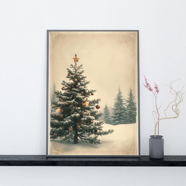 Elegante Weihnachtsbaum inmitten einer schneebedec Poster (Von Creator hochgeladen)