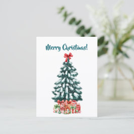 Elegante Weihnachtsbaum-Weihnachtskarte im Schnee Postkarte