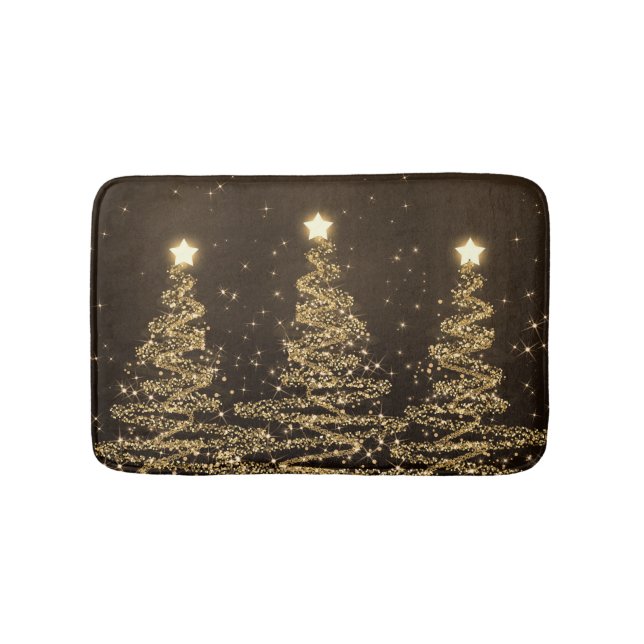 Elegante Weihnachtsbaume Gold Badematte (Vorderseite)