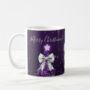 Elegante Weihnachtsbäume mit violetten Silberbögen Kaffeetasse