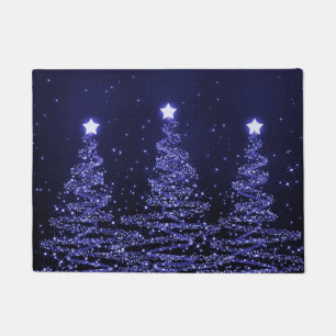 Elegante Weihnachtsbaume Navy Blau Fußmatte