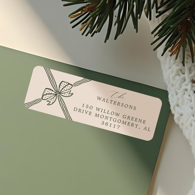Elegante Weihnachtsbäume & Ribbon Gegenwart (Elegant Christmas Bow & Ribbon Present Label)