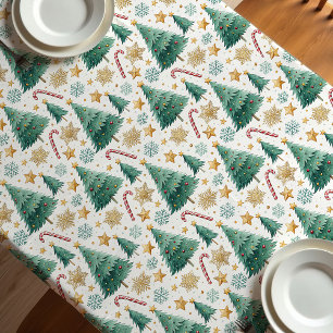 Elegante Weihnachtsbäume Tischdecke Zuckerstangen 