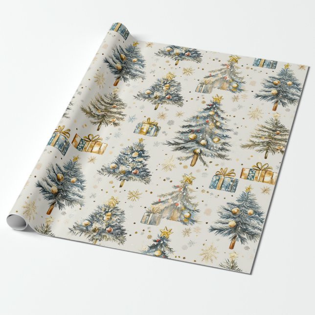 Elegante Weihnachtsbaumen Geschenkpapier (Ungerollt)