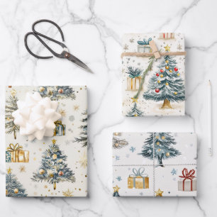 Elegante Weihnachtsbaumen Geschenkpapier Set