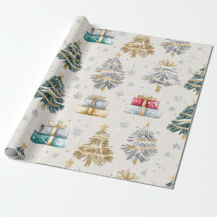Elegante Weihnachtsbaumen Vintag Geschenkpapier