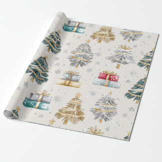 Elegante Weihnachtsbaumen Vintag Geschenkpapier