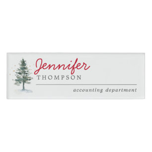 Elegante Weihnachtsbaumen Woods Holiday Party Namenschild