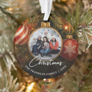 Elegante Weihnachtsbaumkugeln Foto Ornament
