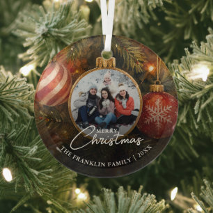 Elegante Weihnachtsbaumkugeln Foto Ornament Aus Glas