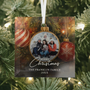 Elegante Weihnachtsbaumkugeln Foto Ornament Aus Glas