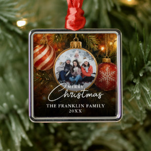 Elegante Weihnachtsbaumkugeln Foto Ornament Aus Metall