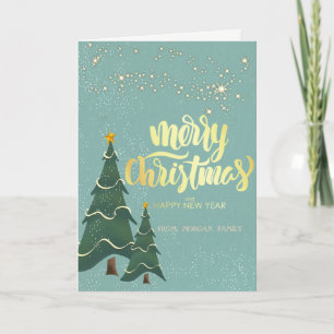 Elegante Weihnachtsbaumsterne Grün Feiertagskarte