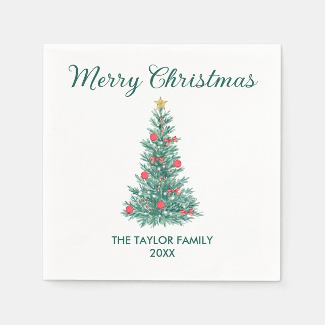 Elegante Weihnachtsbaumtypografie Serviette (Vorderseite)