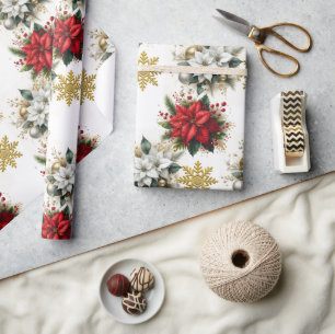 Elegante Weihnachtsblumen Geschenkpapier