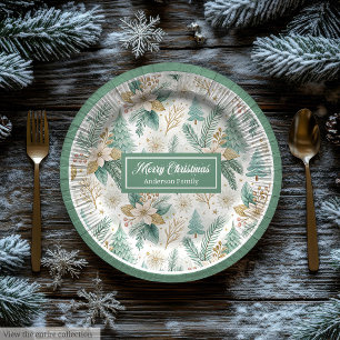 Elegante Weihnachtsblumen-Papierteller Pastell-Cha Pappteller
