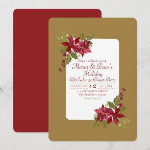 Elegante Weihnachtsblumen Poinsettia-Feier Einladung