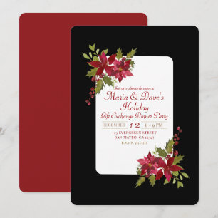 Elegante Weihnachtsblumen Poinsettia-Feier Einladung