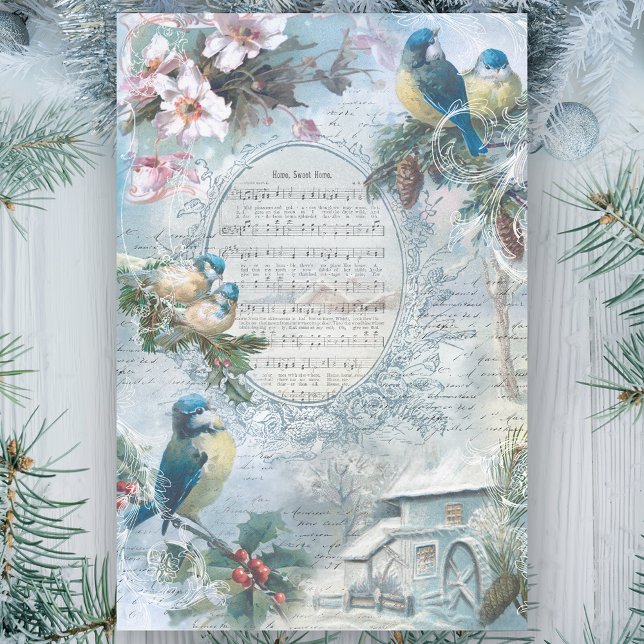 Elegante Weihnachtsblüten und Musik-Dekoupage Seidenpapier (Von Creator hochgeladen)