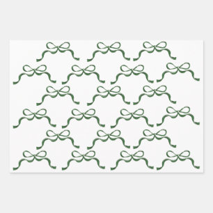 Elegante Weihnachtsbögen in weiß und grün Geschenkpapier Set